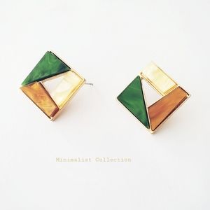 Minimalist Earth Tone Square Acrylic Earrings